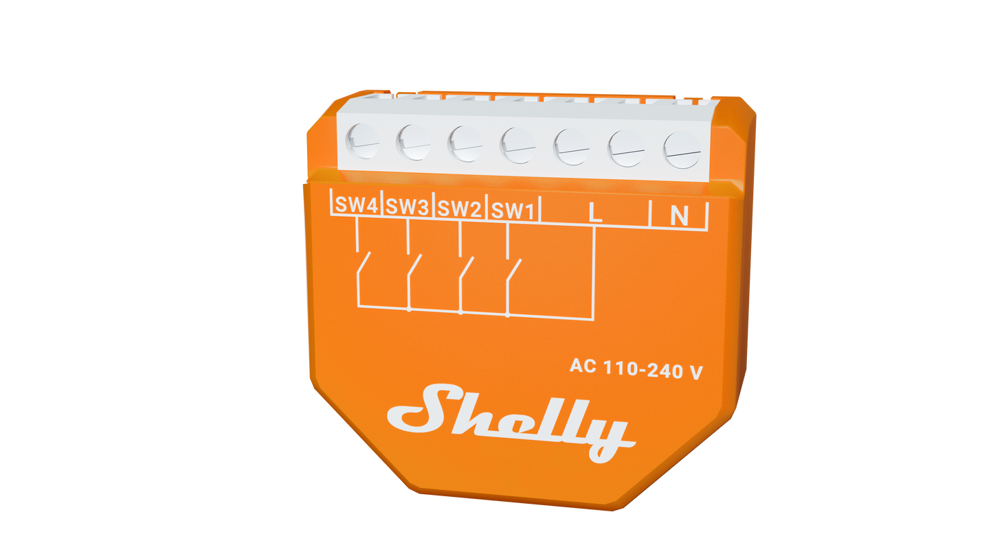 Shelly Wave i4 AC - Controlador de Escenas Inteligente Z-Wave de Largo Alcance
