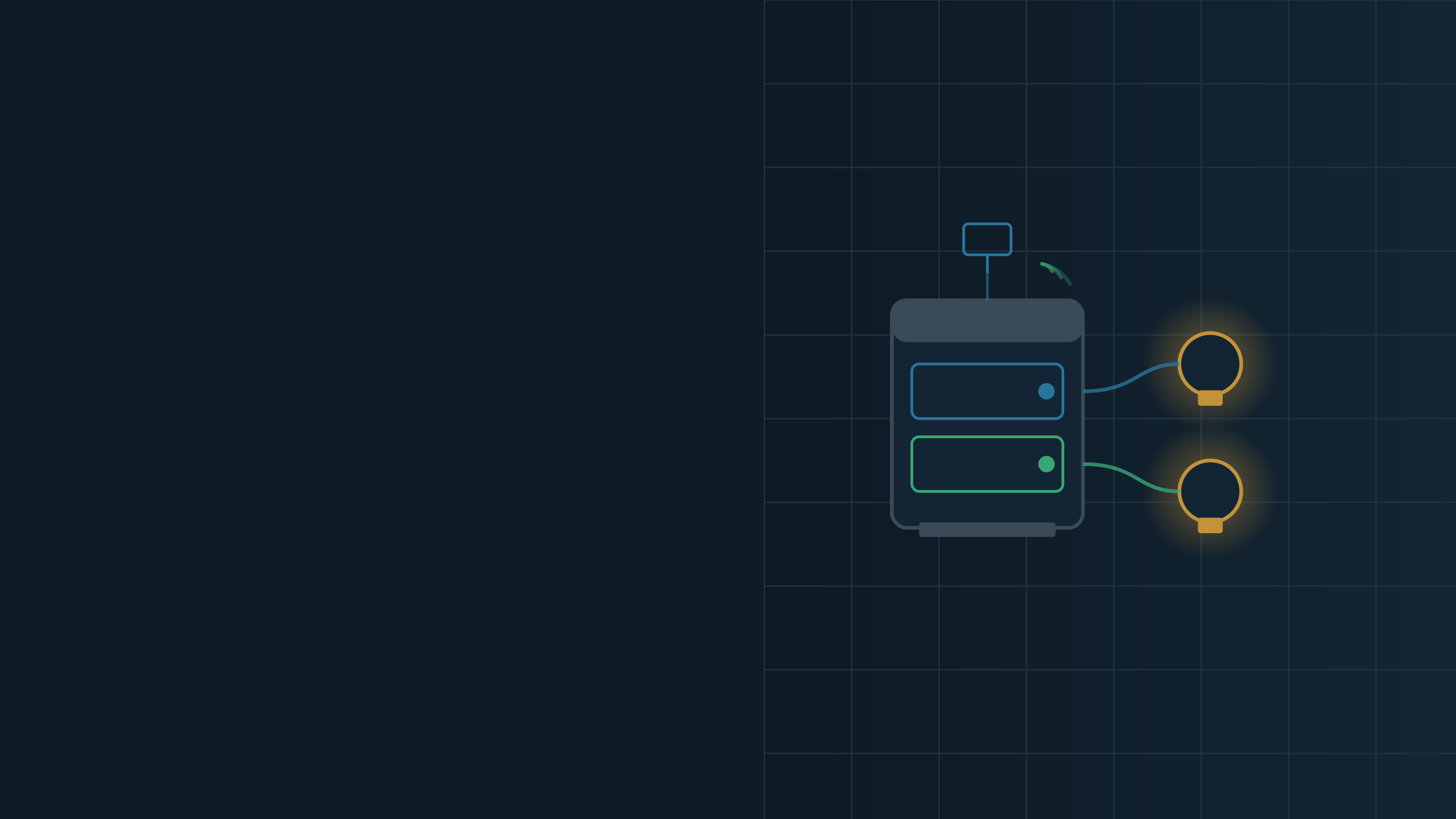 Shelly Pro 2 de carril DIN controlando dos puntos de luz independientes, con conexión Ethernet y WiFi