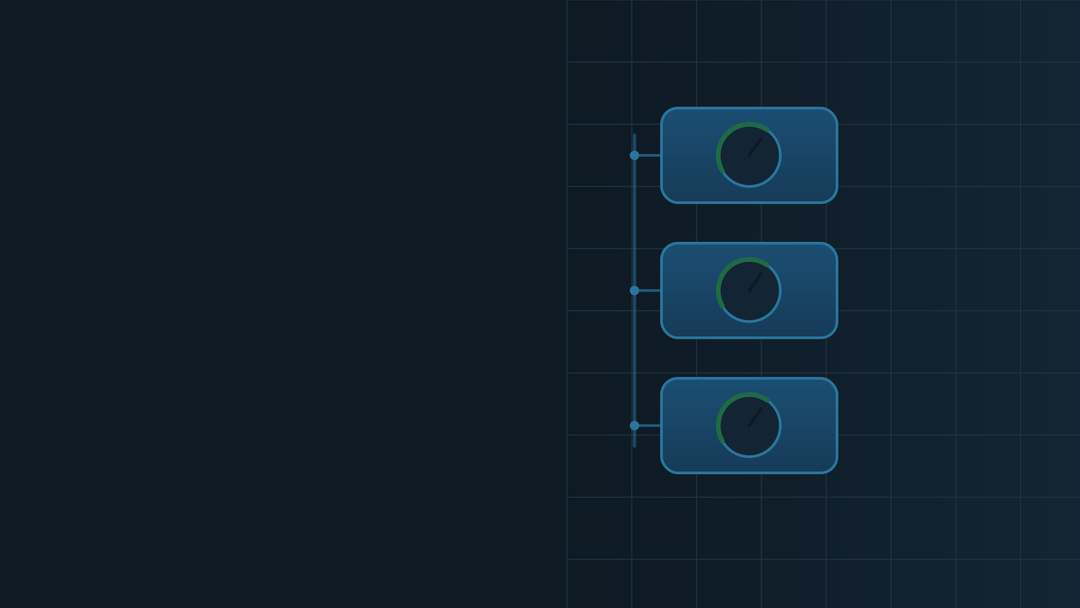 Tres Shelly Dimmer Gen3 regulados de forma sincronizada al mismo nivel de brillo mediante una barra de control común