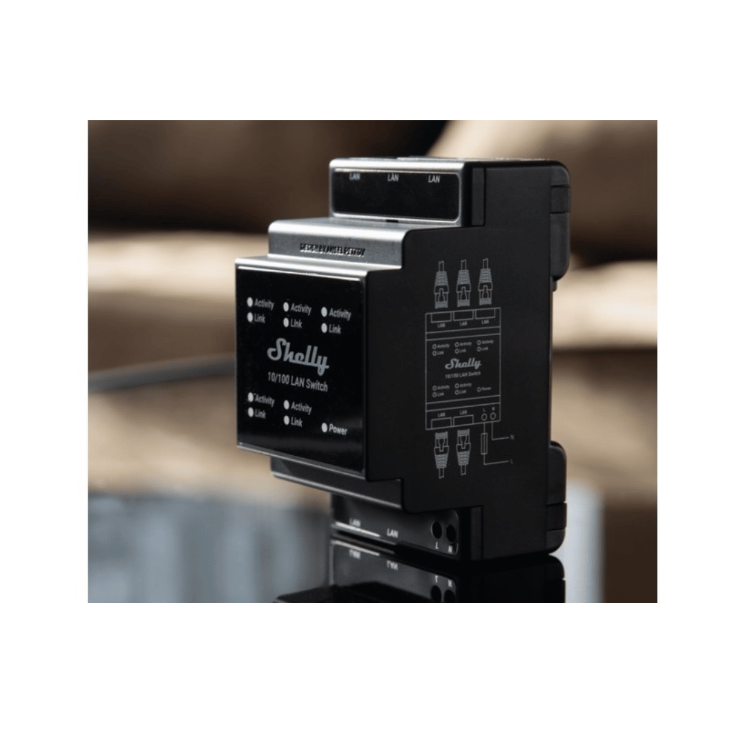 Shelly LAN Switch de 5 puertos Ethernet para carril DIN
