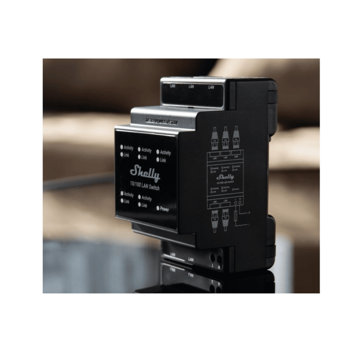 Shelly LAN Switch de 5 puertos Ethernet para carril DIN