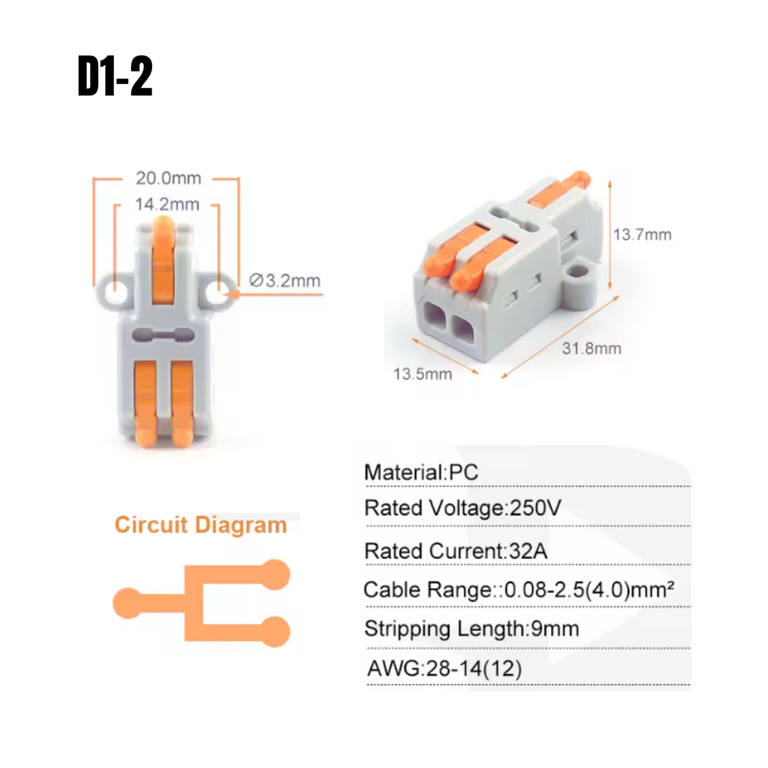 Pack de Clemas eléctricas de empuje para cables