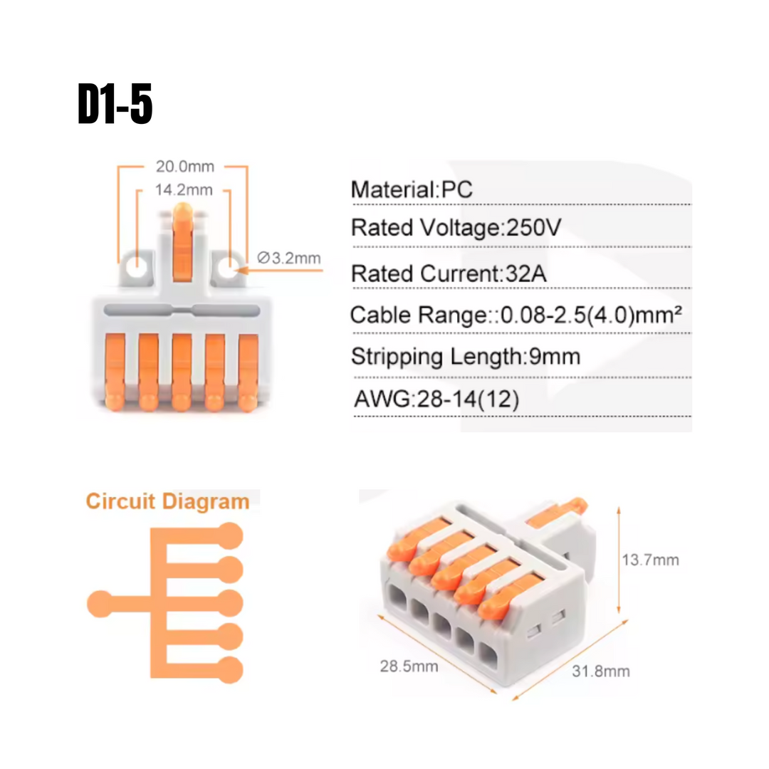 Pack de Clemas eléctricas de empuje para cables