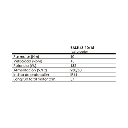 Motor Persiana Base 45-10/15 Ø45 Extra Corto 37 cm Domotizable
