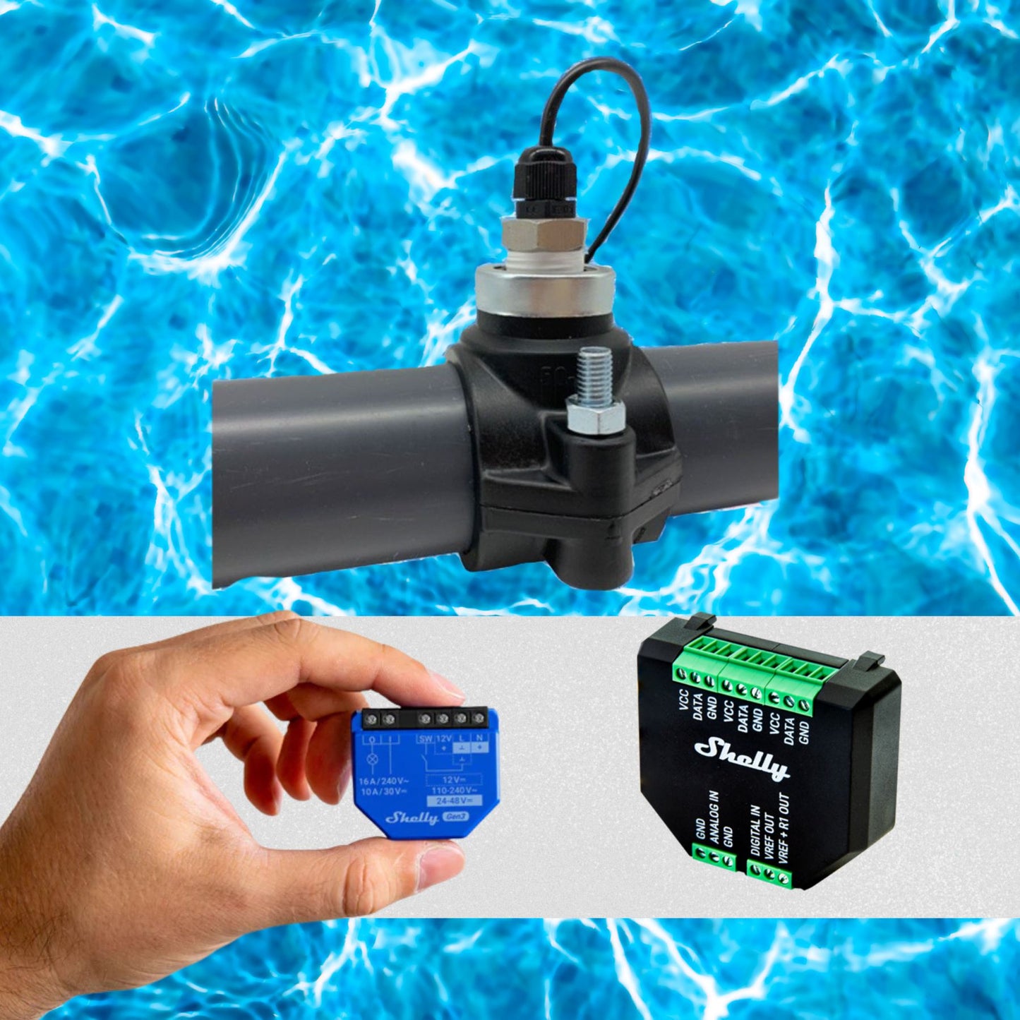 Pool temperature meter pack with WIFI pump programmer (50 mm or 60 mm)
