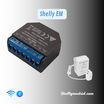 Relé Shelly EM,  Pack CT 50A - Monitor Inteligente de Consumo