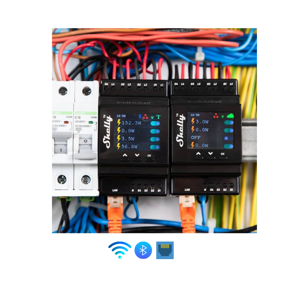 Shelly Pro 4PM conectado con cable ethernet