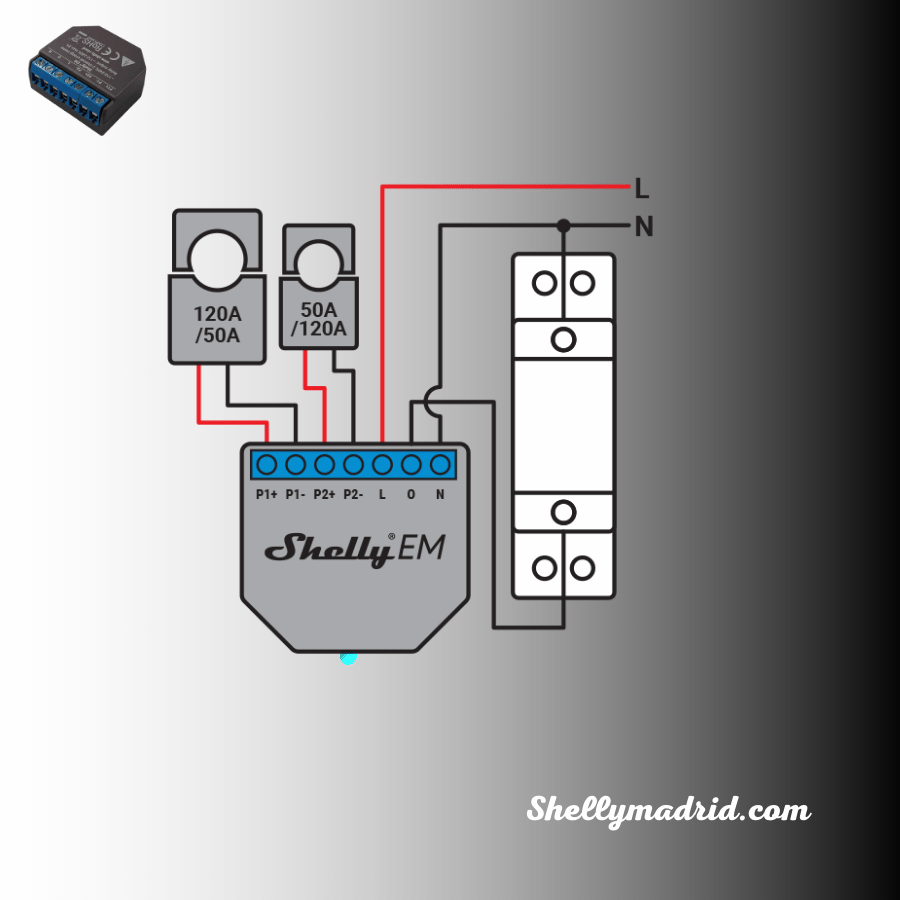 Relé Shelly EM,  Pack CT 50A - Monitor Inteligente de Consumo