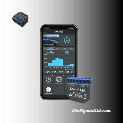 Relé Shelly EM,  Pack CT 50A - Monitor Inteligente de Consumo