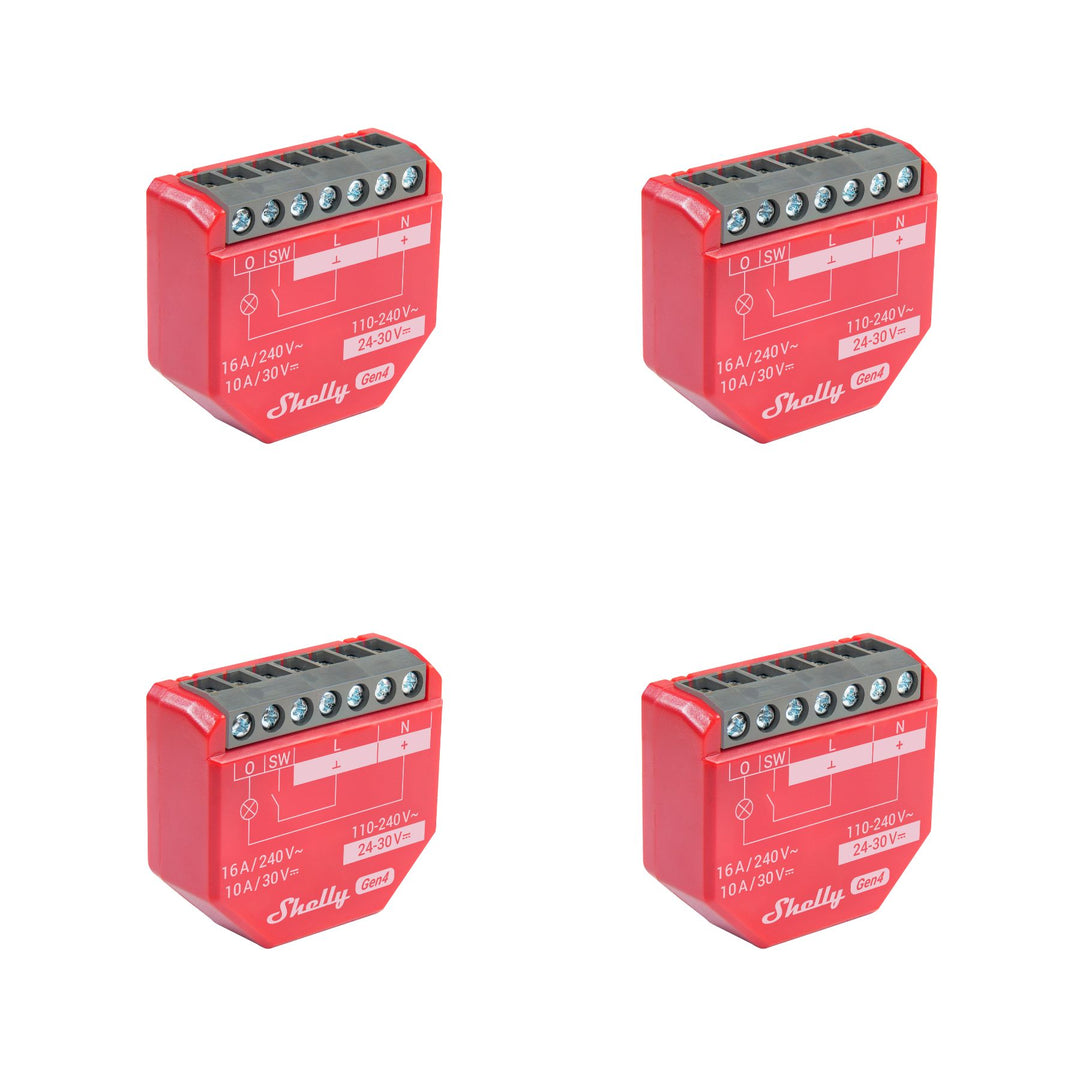 Pack de 4 Shelly 1PM Gen4 relé WiFi Zigbee Matter con medidor de energía 16A