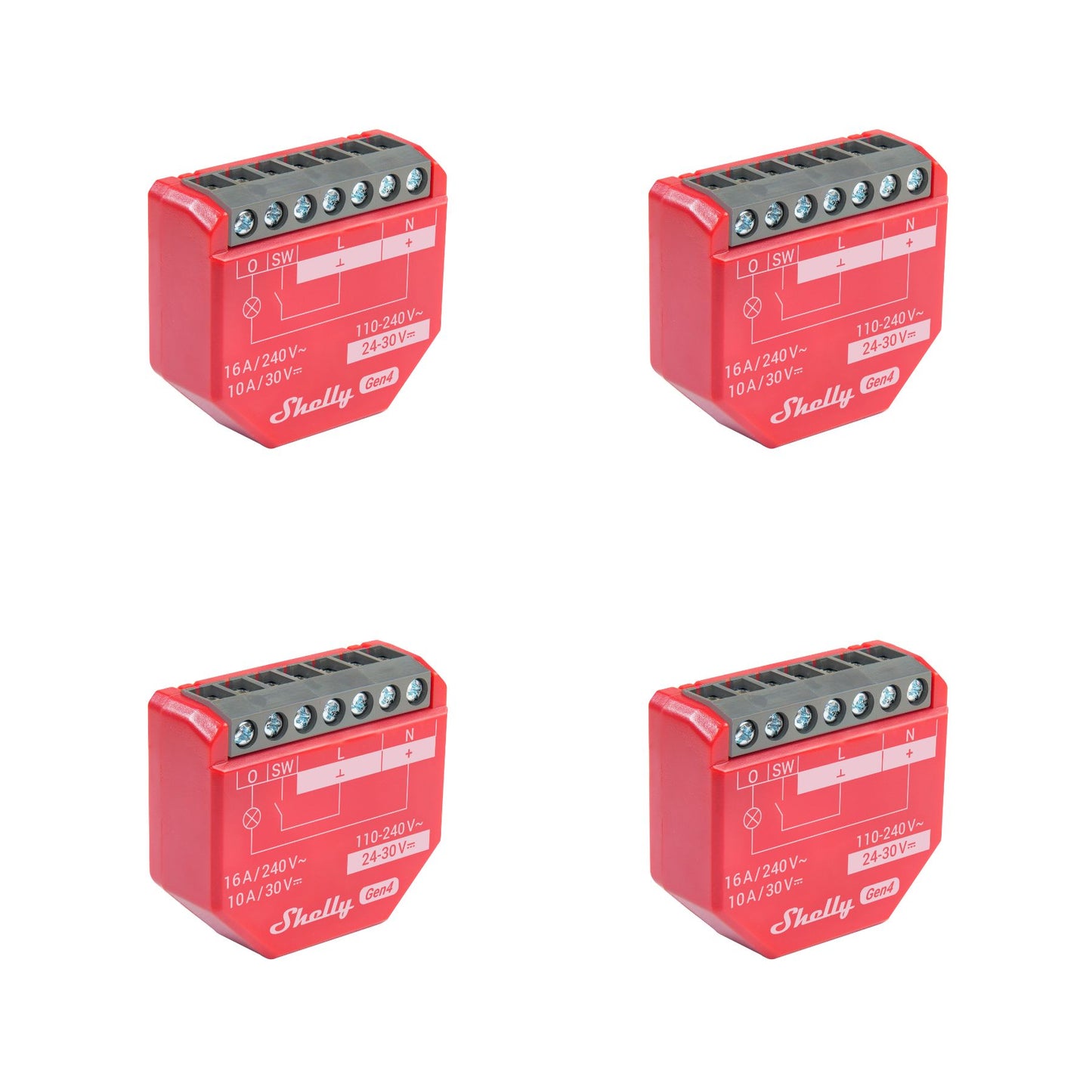 Shelly 1PM Gen4. Pack of 4