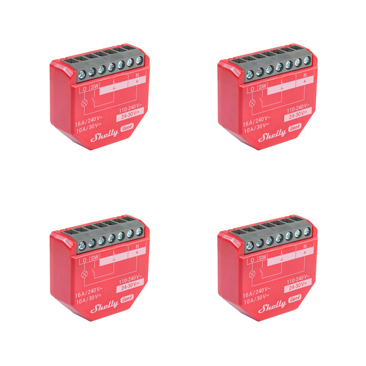 Pack de 4 Shelly 1PM Gen4 relé WiFi Zigbee Matter con medidor de energía 16A