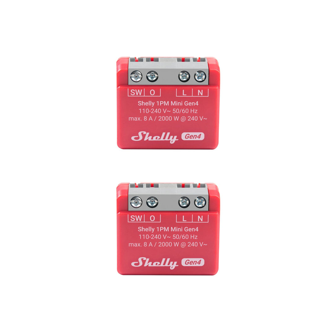 Pack 2 unidades Shelly 1PM Mini Gen4 relé multi-protocolo con medidor 8A