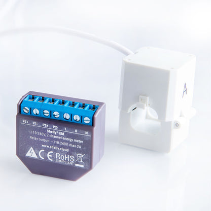 Shelly EM + Pinza 120A: Medidor de Energía Wi-Fi de Alta Precisión