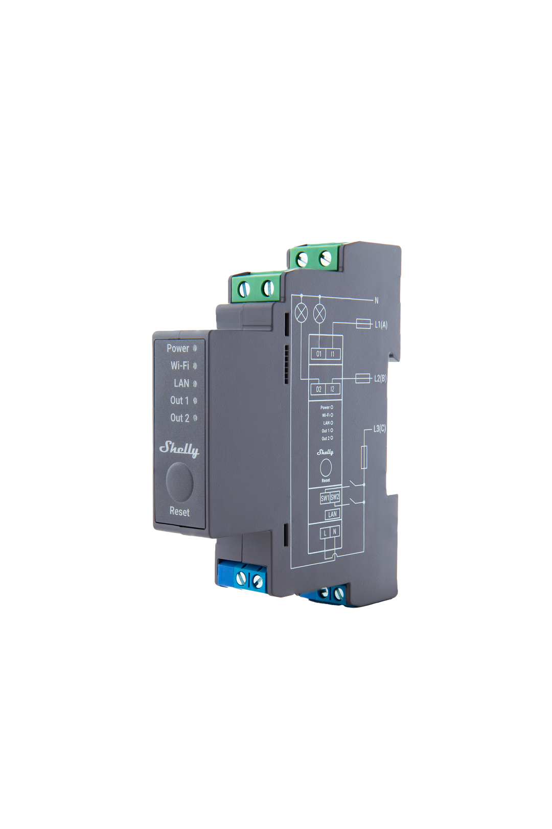 Shelly Pro 2, doble relé de carril DIN del kit de cuadro eléctrico profesional