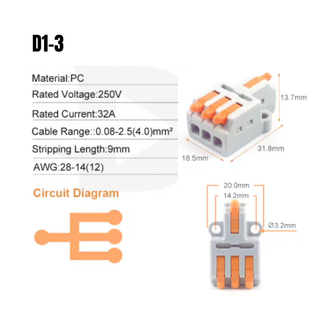 Pack de Clemas eléctricas de empuje para cables