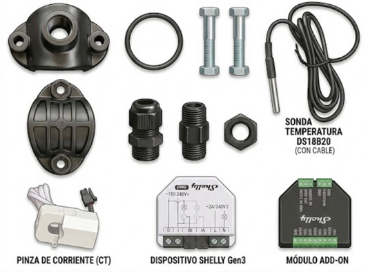 Pack Profesional Domótico para Piscina: Control, Temperatura y Consumo Real
